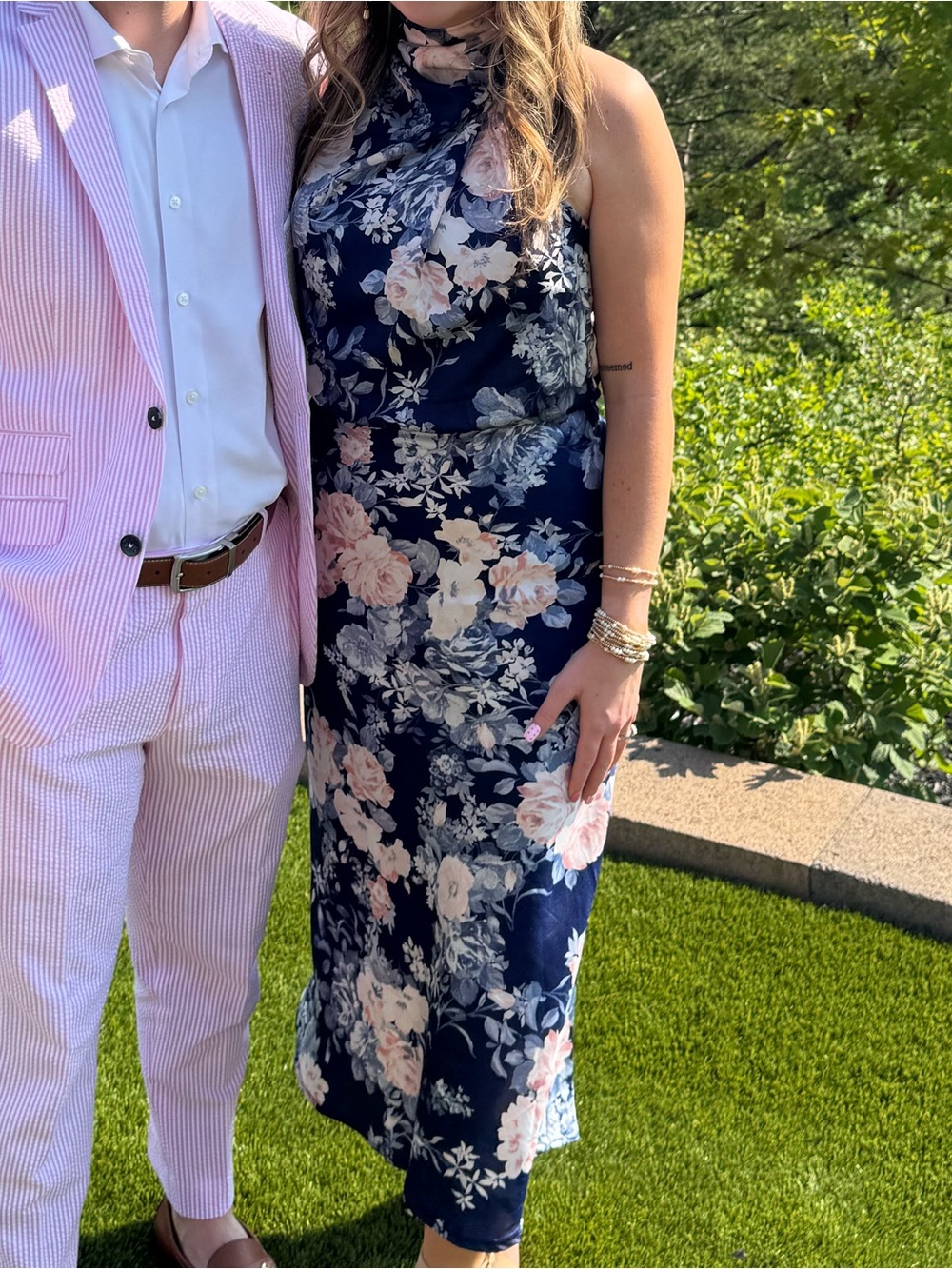 Hello Molly Navy & Blush Floral High-Neck Midi Dress - Picture 2 of 4